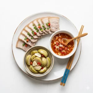 Ba rọi luộc + Cà pháo + Mắm tôm chua