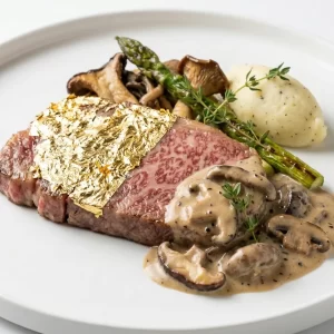 Bò Wagyu Nhật A5 dát vàng xốt nấm
