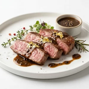 Bò Wagyu Nhật A5 dát vàng xốt tiêu