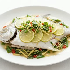 Cá chim hấp chanh thái