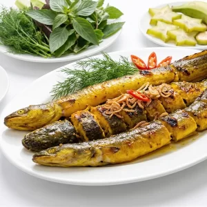 Cá chình suối nướng nghệ