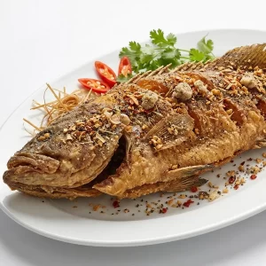 Cá mú đen muối sư chiên