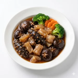 Hải sâm gân nai xốt nấm đông cô Nhật