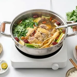 Lẩu gà ngải cứu sâm tươi