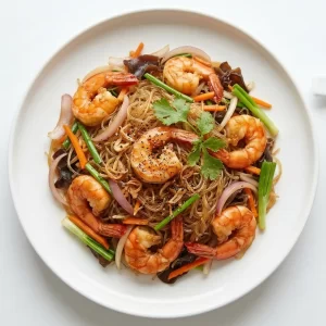 Miến én xào tôm