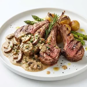 Sườn cừu nướng xốt nấm