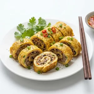 Trứng chiên cuộn thịt