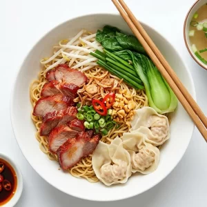 Mì hoành thánh xá xíu khô
